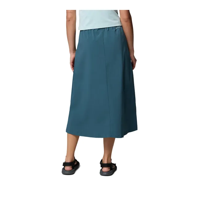【Columbia 哥倫比亞】女款-涼感長裙-Chill Creek™ Long Woven Skirt-孔雀綠(UAL54000TL/KS)