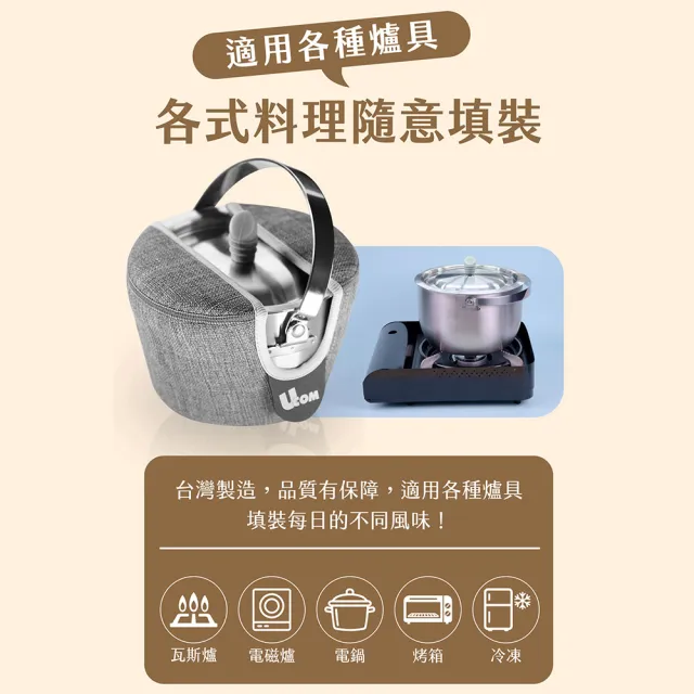 【UCOM 瑞康屋】雅痞灰304不鏽鋼防溢提鍋14cm(防溢專利設計)