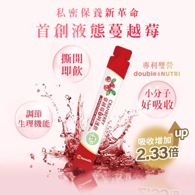 【Home Dr.】蔓越莓呵護飲強效升級版x3盒(10ml/包*15包/盒 50倍濃縮 多酚 花青素 小紅條)#