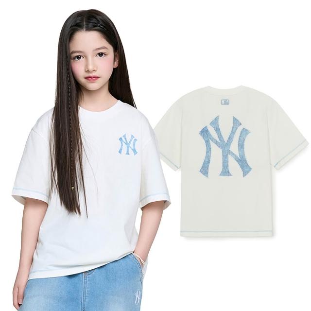 【MLB】童裝 背後大Logo 短袖T恤 Monogram系列 紐約洋基隊 (7ATSM1263-50IVS)
