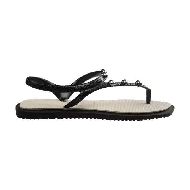【havaianas 哈瓦仕】涼鞋 女鞋 夾腳拖 拖鞋 鉚釘 Flash Fusion 熊貓色 4150244-9576W (哈瓦士)