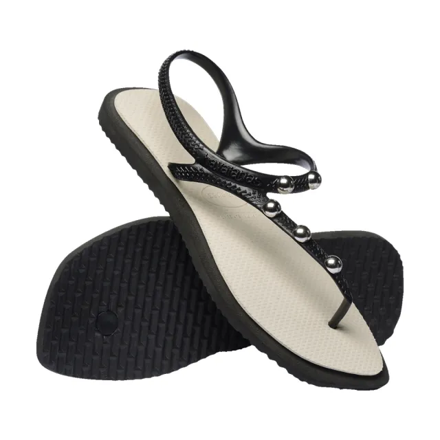 【havaianas 哈瓦仕】涼鞋 女鞋 夾腳拖 拖鞋 鉚釘 Flash Fusion 熊貓色 4150244-9576W (哈瓦士)
