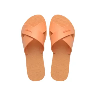 【havaianas 哈瓦仕】拖鞋 女鞋 涼鞋 復古 羅馬 交叉鞋帶 Aqua 莫蘭迪粉橘 4148806-0027W (哈瓦士)