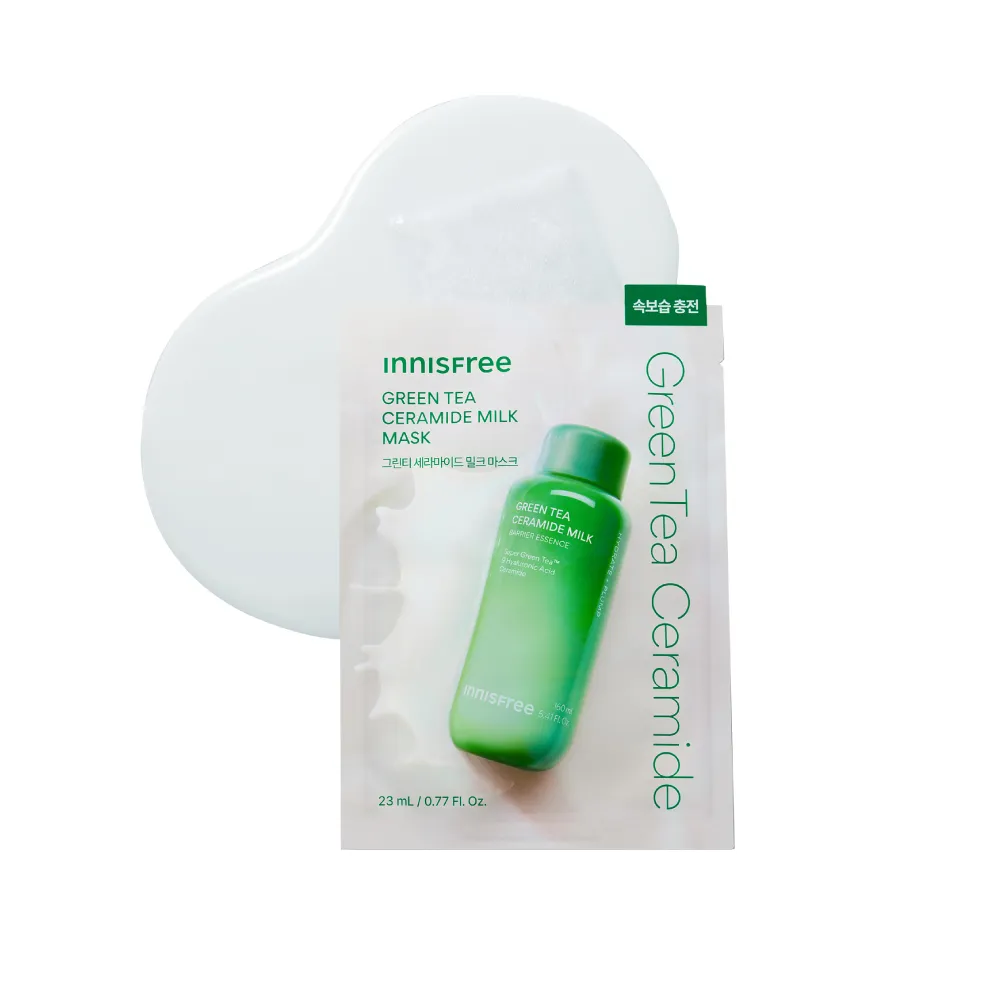 【innisfree】官方直營 綠茶神經醯胺牛奶水面膜 (23ml/片)