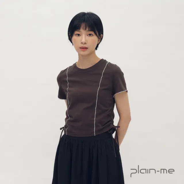 【plain-me】SAAKO 短袖 抽繩 女生短TEE 女上衣 木耳邊抽繩上衣_SAA0044-261