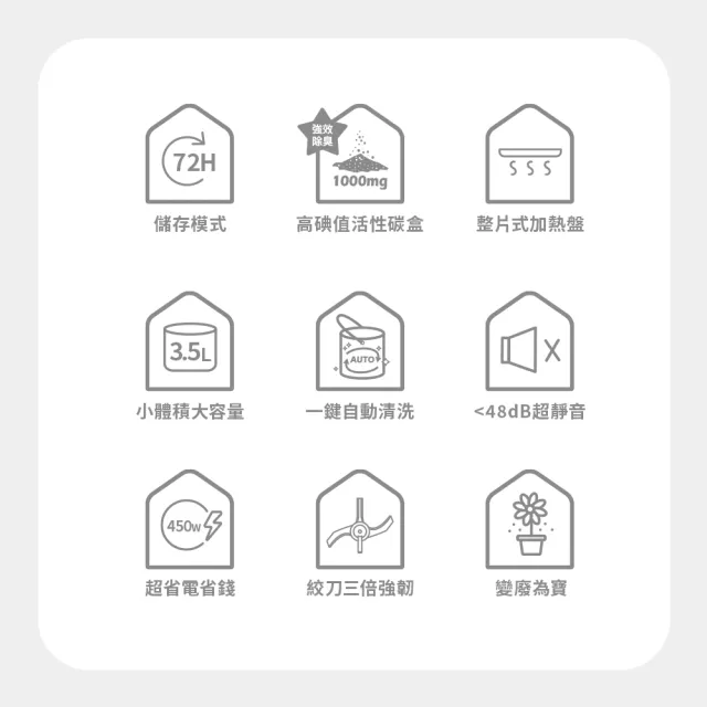 【DIKE】3.5L淨味儲存智能廚餘機-HKE522 PLUS(內附雙活性碳/自動清洗/烘乾/72H儲存)