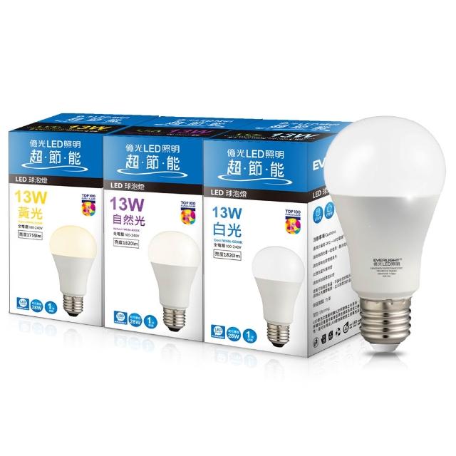 【Everlight 億光】10入組 13W 戰鬥款 LED燈泡 全電壓 一年保固(白光/黃光/自然光)