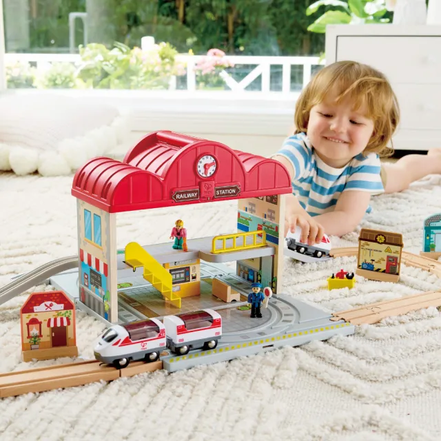【Hape】超人氣經典軌道組5款任選(軌道車/火車/汽車/軌道遊戲/家家酒/玩具車)