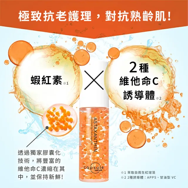 【CAPSULE SERUM 珂蓓思】逆轉時光緊緻精華30mL(女大推薦/蝦紅素/膠原蛋白/玻尿酸/神經醯胺/積雪草/抗老)