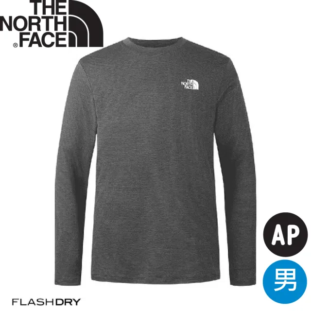 【The North Face】男 快乾長袖圓領T AP《煤灰》8DG5/登山/排汗衫/薄長T/運動上衣