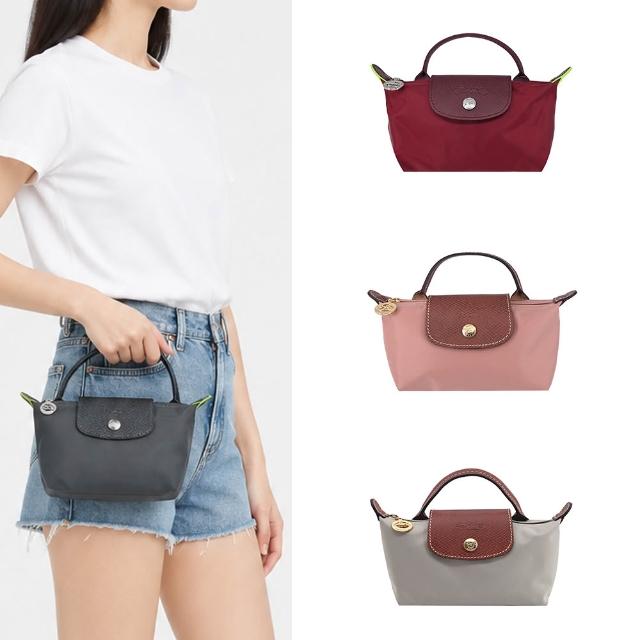 【LONGCHAMP】經典原創/刺繡再生尼龍附提把的小袋子(多色選)