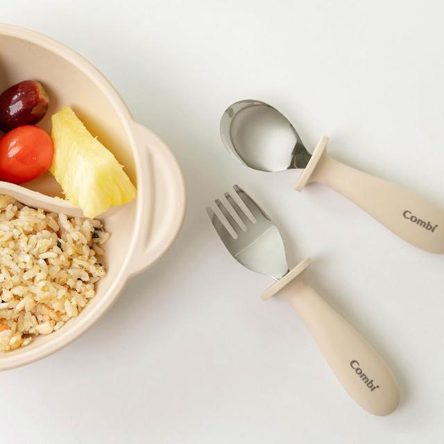 【Combi】不鏽鋼學習叉匙組 含盒(矽膠餐具 學習餐具 嬰兒餐具 兒童餐具 副食品餐具)