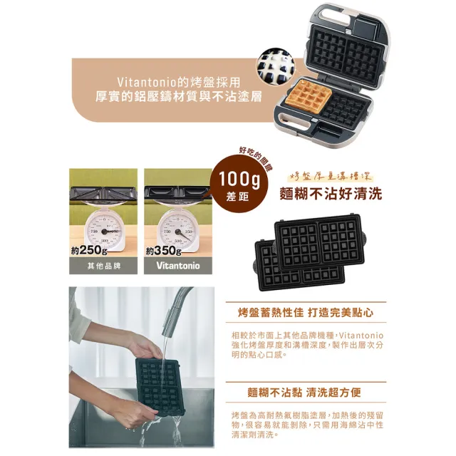 【Vitantonio】官方直營 方形鬆餅烤盤(VWH-600B鬆餅機適用)