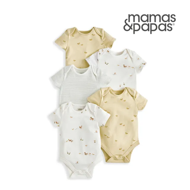 【Mamas & Papas】暖陽小鴨-短袖包屁衣5件組(5種尺寸可選)