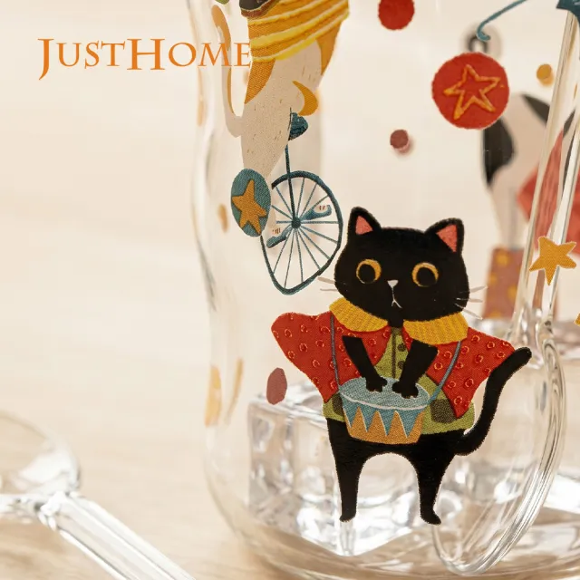 【Just Home】萌系動物透明玻璃雲朵杯470ml單入-2款可選(杯 玻璃杯 耐熱玻璃)