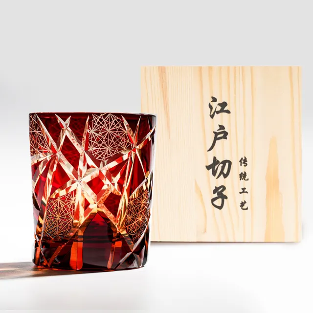 【Bravomart】日式江戶切子 星芒網紋手工切割威士忌杯