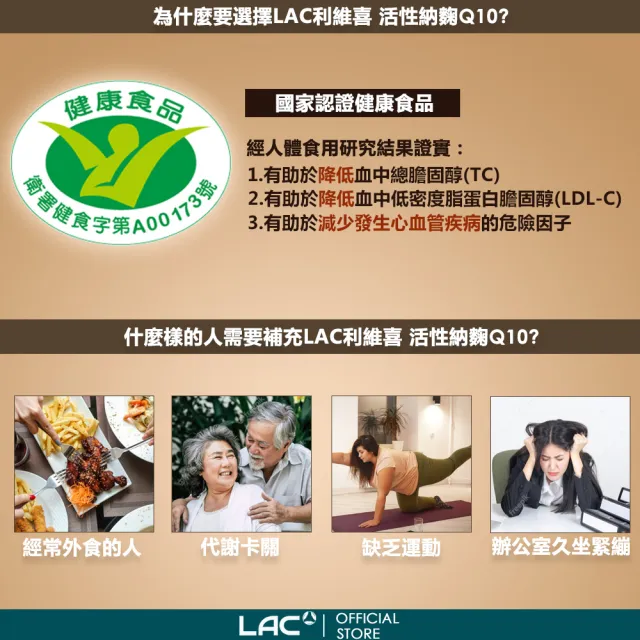 【LAC 利維喜】活性納豆紅麴Q10膠囊x1盒組(共60顆/納麴/降膽固醇/調節血脂/醫生推薦/大紅麴)