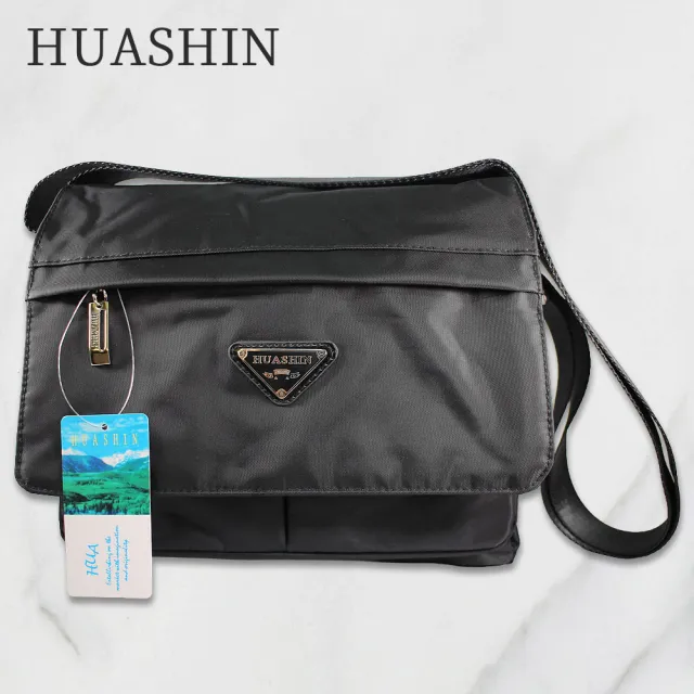 HUASHIN 男用休閒上掀式前袋拉鍊橫式側背包(大) A268
