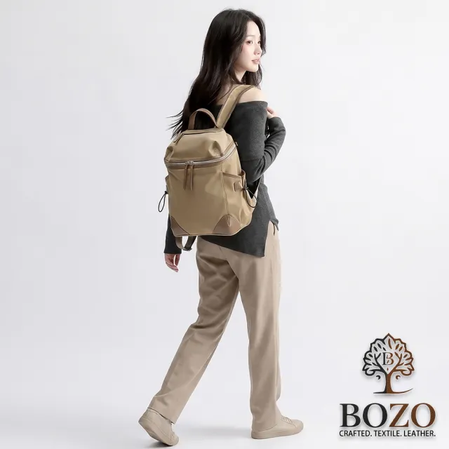 【BOZO 伯樂】雙11 防水Kirya通勤旅遊百搭大開口電腦包後背包-B0266(防水包 卡其色)