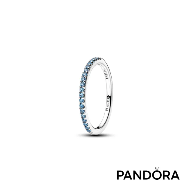 【Pandora 潘多拉】璀璨海藍半圈永恆戒指