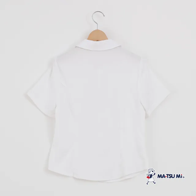 【MATSUMi】優雅刺繡領帶造型短袖白襯衫