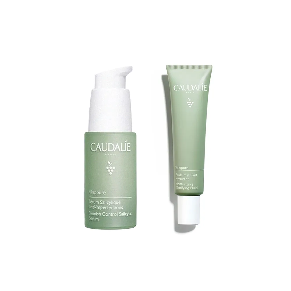 【CAUDALIE 歐緹麗】抗痘精華保濕組(葡萄籽淨化抗痘精華+葡萄籽抗痘控油保濕霜)