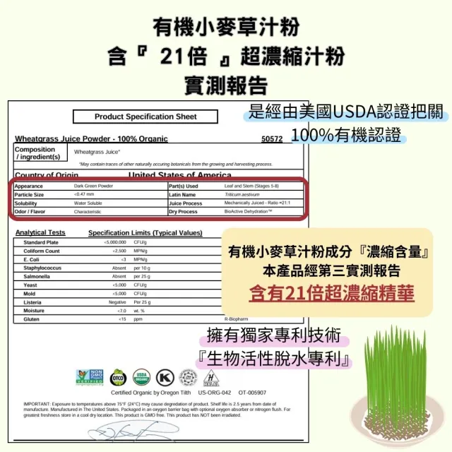 【Naturgrace 樂而泉】超濃縮美國有機火山小麥草汁粉 150gx3罐(贈凍乾羽衣甘藍粉 1盒（1g/包15入）)雙11