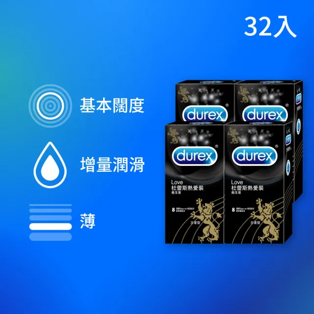 【Durex 杜蕾斯】熱愛裝王者型保險套8入x4(共32入-避孕套/衛生套/基本防護系列)