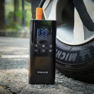 【Philo 飛樂】TP21Pro 6000Mah 雙供電 無線電動打氣機-雙數值顯示 (汽車打氣機/附3米點菸線/車用充氣)