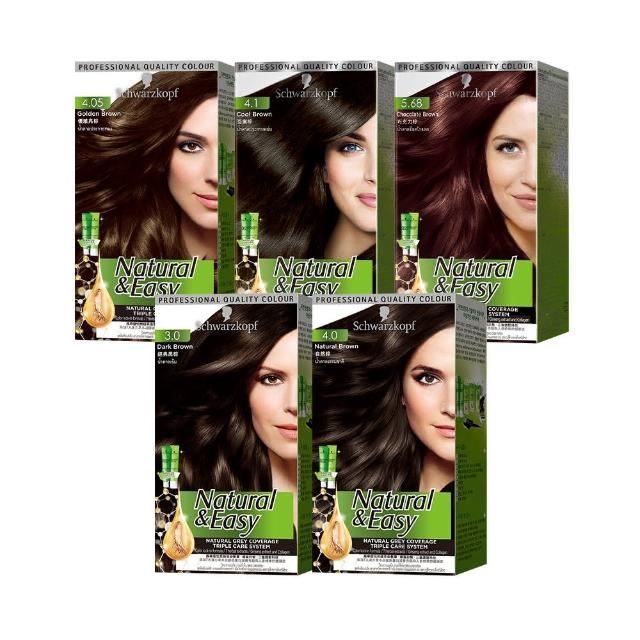 【Schwarzkopf 施華蔻】N＆E怡然植萃蓋白染髮霜X2入(多色任選/經典黑棕/自然棕/亞麻棕/巧克力棕)