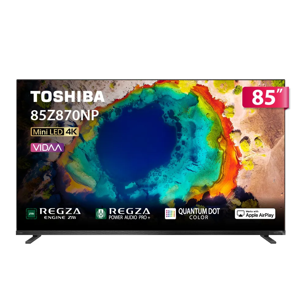 TOSHIBA 東芝】REGZA 85型4K 144Hz QD Mini LED VIDAA AirPlay2 智慧