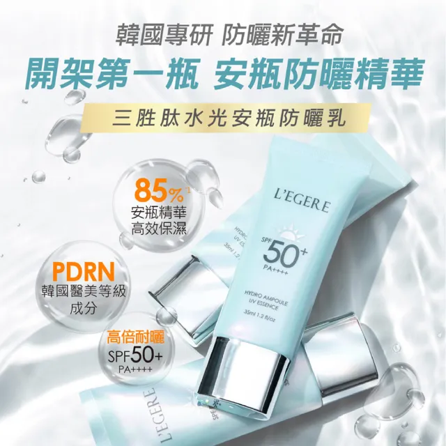 【LEGERE 蘭吉兒】安瓶防曬乳35ml2入組(任選兩款SPF50+PA++++PDRN)