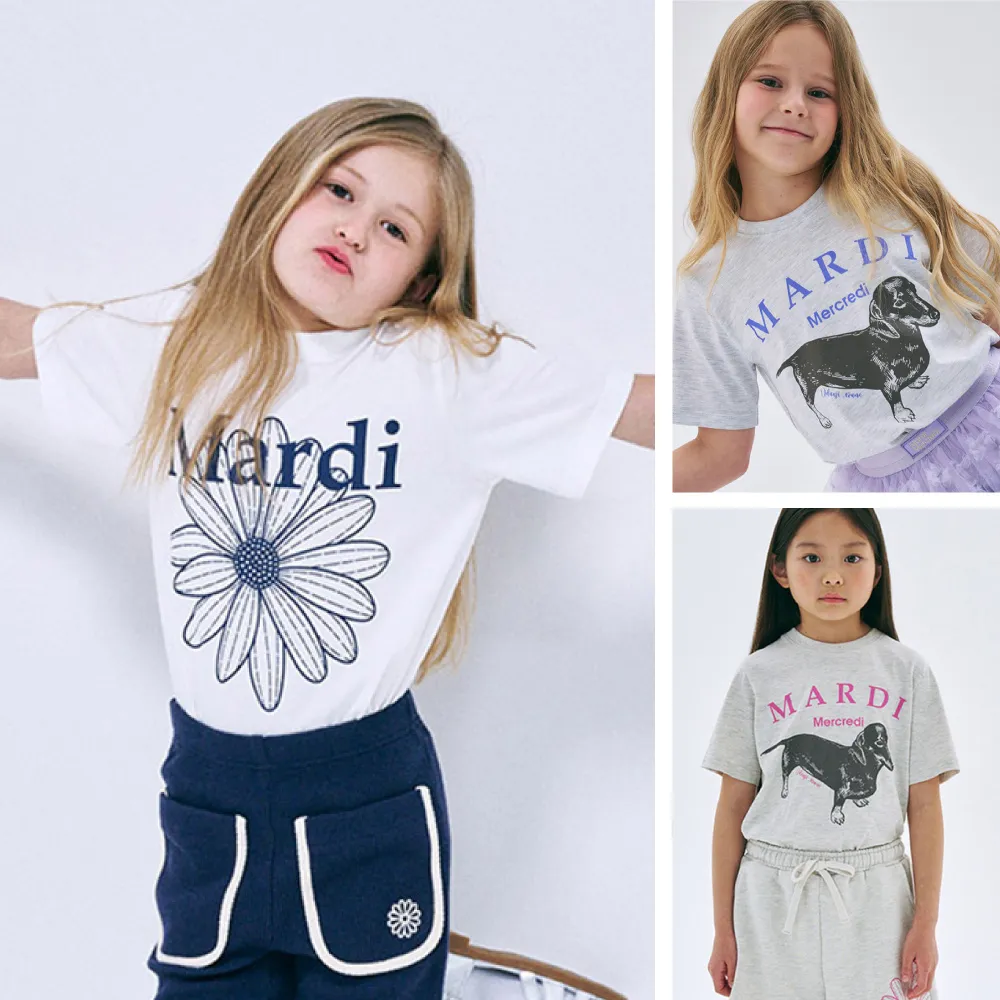 【MARDI MERCREDI】童裝 印花短TEE 白色 經典臘腸狗 小雛菊 KIDS TSHIRT DDANJI