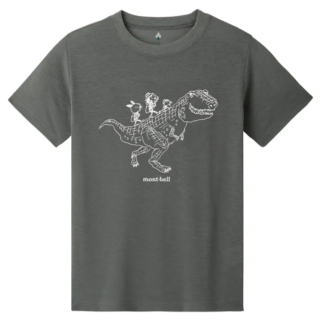 【mont bell】Wickron Dinosaur 恐龍幼童排汗短袖T恤 1114585GMH深灰 TN卡其