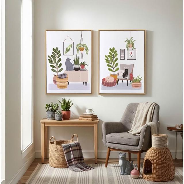 【菠蘿選畫所】療癒萌寵貓咪系列掛畫-42x60cm(貓咪掛畫/貓咪掛布/電錶箱裝飾/寵物客製化/掛畫 北歐)