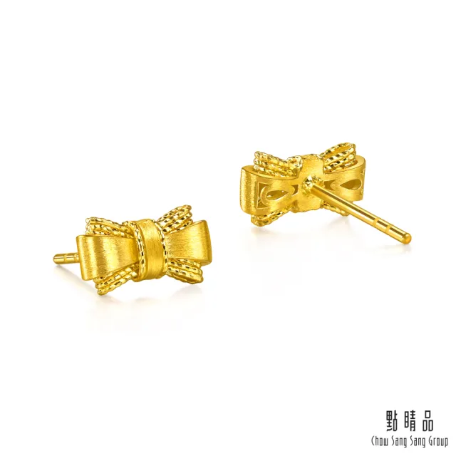 【點睛品】網路獨家款 雙層蝴蝶結 黃金耳環(一對)