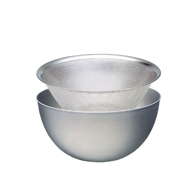 【柳宗理】IUSE研選 日本製 Sori Yanagi 18-8不鏽鋼 漏盆+調理盆 23cm