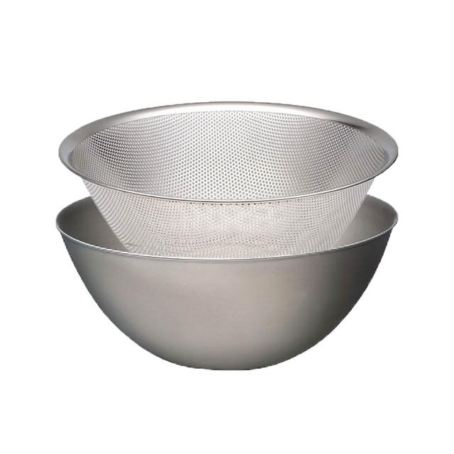 【柳宗理】IUSE研選 日本製 Sori Yanagi 18-8不鏽鋼 漏盆+調理盆 27cm