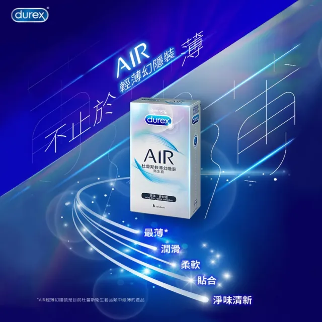 【Durex 杜蕾斯】AIR輕薄幻隱裝衛生套1盒(3入 保險套/衛生套/避孕套/安全套/避孕/避孕套/保險套推薦)