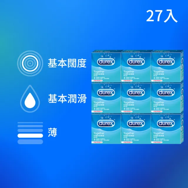 【Durex 杜蕾斯】激情裝衛生套9盒(共27入 保險套/衛生套/避孕套/安全套/避孕/保險套推薦)