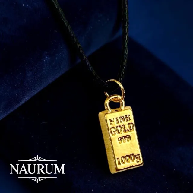 (NAURUM)黃金墜飾富貴金磚墜0.07錢附贈皮繩