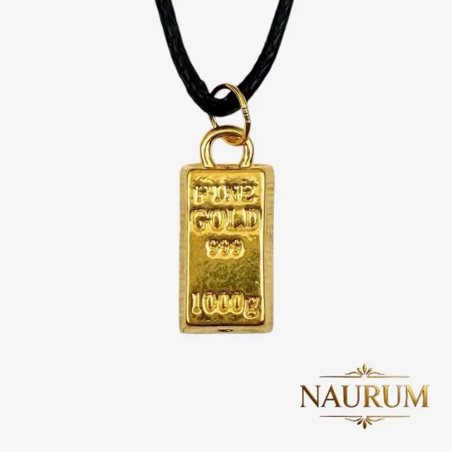 (NAURUM)黃金墜飾富貴金磚墜0.07錢附贈皮繩