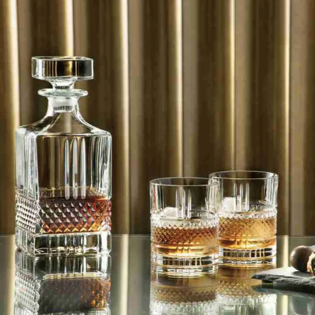 【RCR】義大利原裝 Brillante 璀璨無鉛水晶 威士忌酒瓶 1000ml(尊榮送禮推薦)