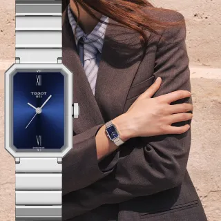 【TISSOT 天梭】T160.110.11.043.00 SRV系列 幾何線條方形石英女錶-30mm 送禮 推薦(T1601101104300)