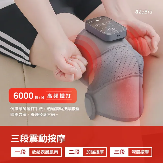 【3ZeBra 三隻斑馬】好膝力｜溫感膝部按摩器 二入組(膝蓋按摩 熱敷護膝 父親節禮物)