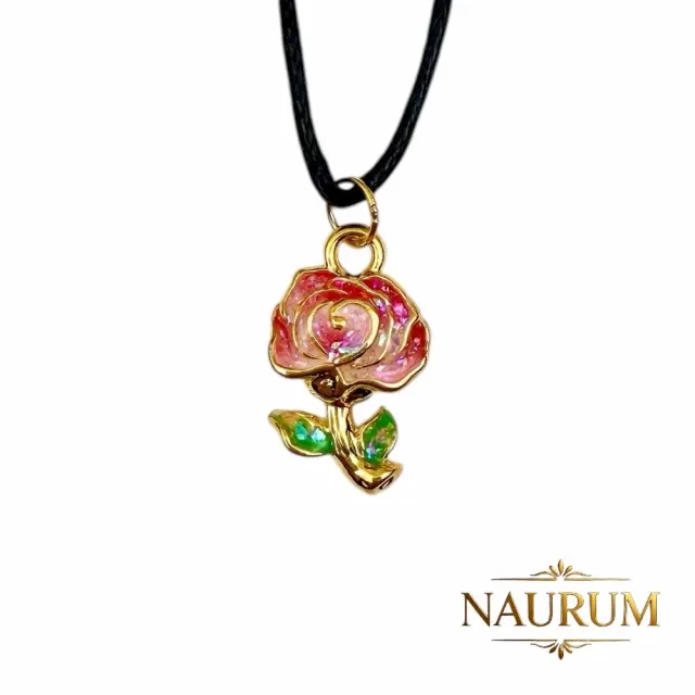 (NAURUM)黃金墜飾琺瑯繁星玫瑰0.08錢附贈皮繩