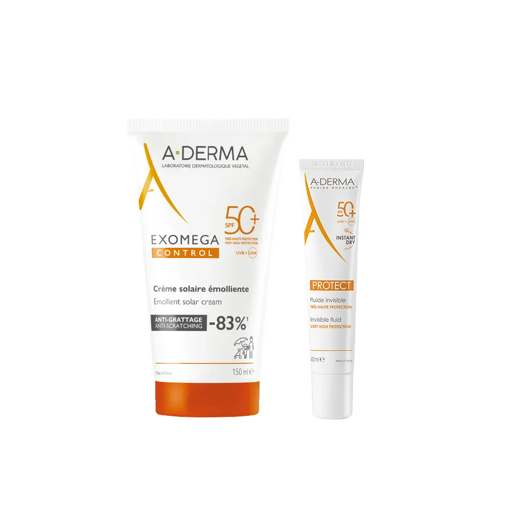 【A-DERMA 艾芙美】官方直營 防曬隔離雙星組(益膚防曬霜SPF50 150ml+超輕感隔離乳SPF50+ 40ml_