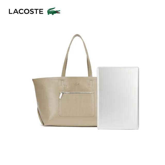 【LACOSTE】包款-大款 Lite Glossy 經典都會托特包(卡其色)