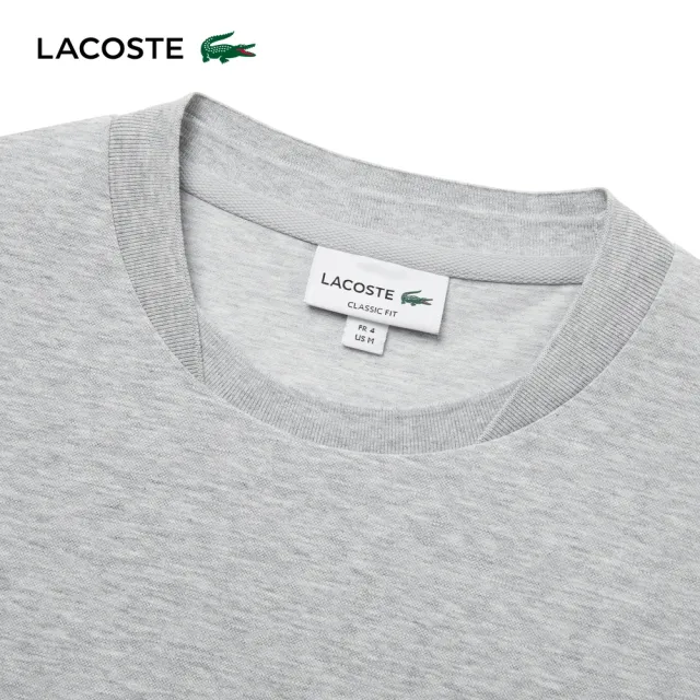 【LACOSTE】男款-基本款素色圓領短袖T恤(灰色)