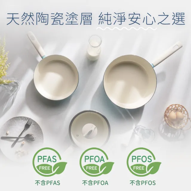 【Fackelmann】北歐晴空系列陶瓷不沾24CM平底鍋(適用電磁爐)